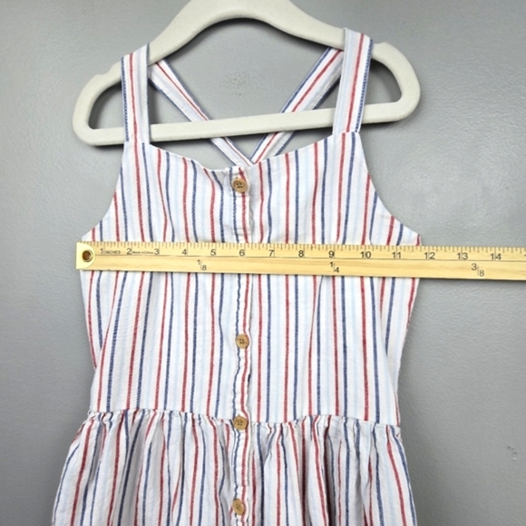 OSHKOAH B'GOSH Stripped Linen Summer Midi Dress Red White &‎ Blue Girls Size 8A - Picture 8 of 8